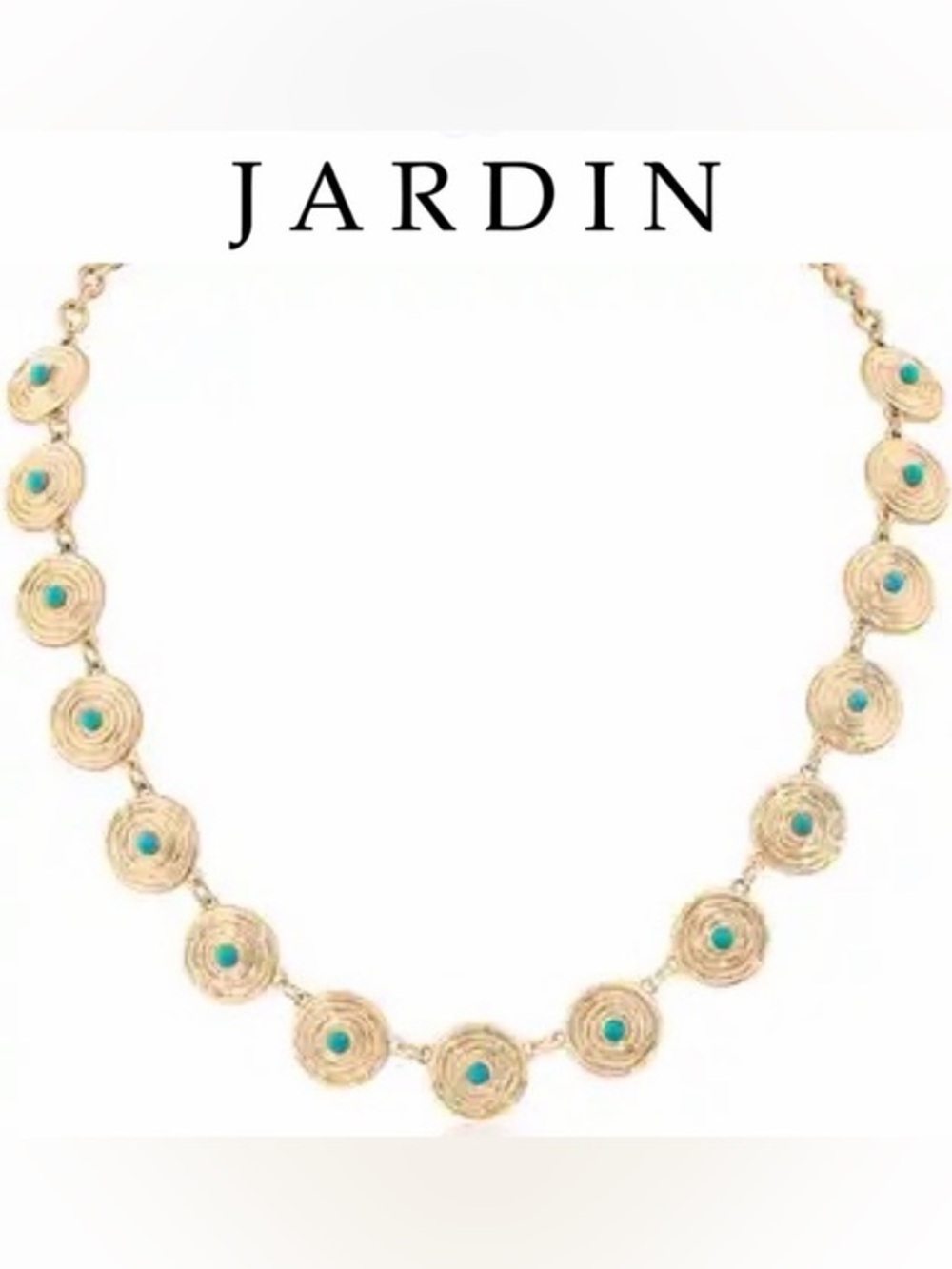 Jardin Turquoise Cabochon Disc Necklace Gold-Tone Necklace 115$ NWT